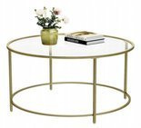 Stolik złoty okrągły Ława złota rama szkło hartowane (szerokość: 84 cm) 24378389