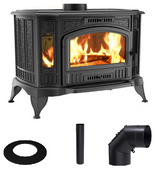 Piec wolnostojący koza 10kW K9 ASDP z wylotem spalin fi 130, Gratis: Rozeta stalowa okrągła fi 130 + Rura stalowa 130/1m + Kolano ruchome 130/90 - spełnia anty-smogowy EkoProjekt 30079561
